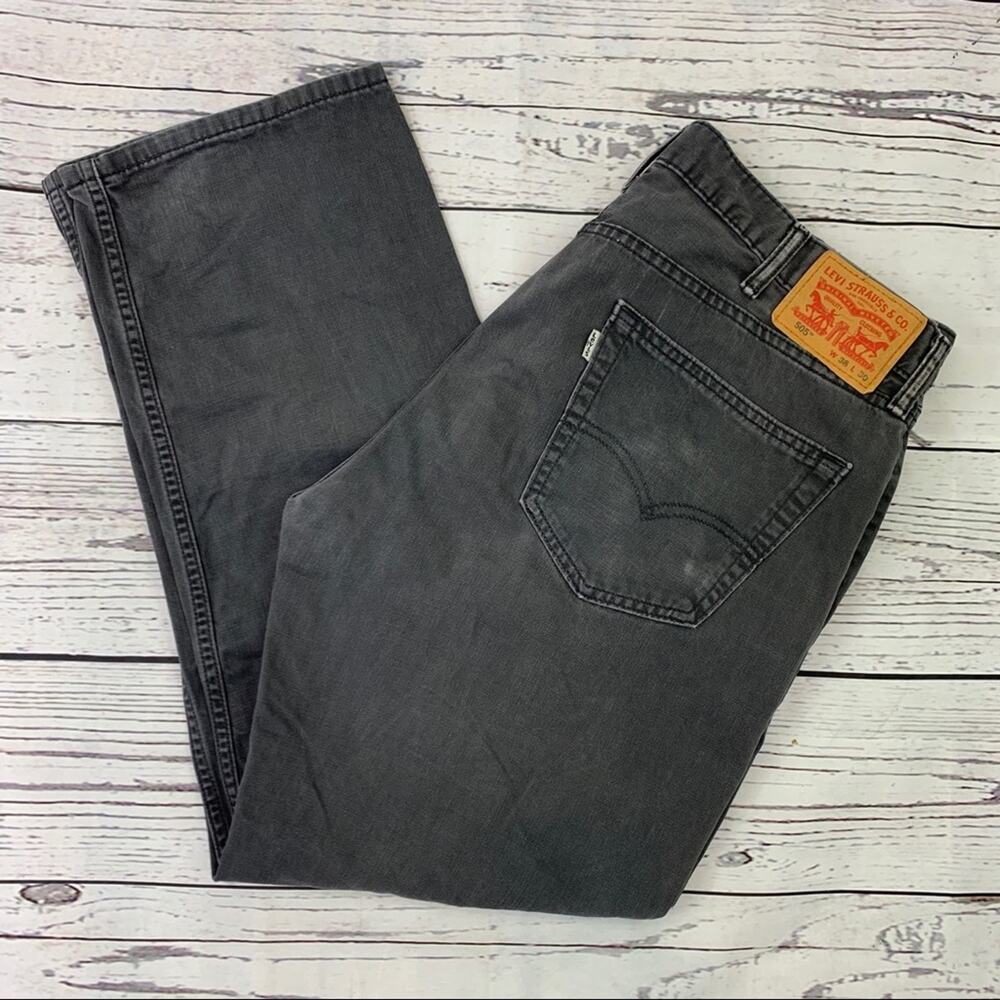 Levi’s 505 grey charcoal jeans worn